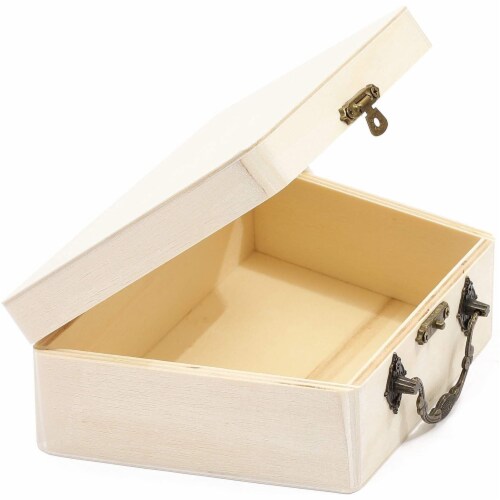 Unfinished wood box with sales handle