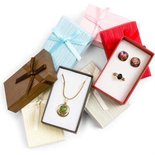 24 Pack 6 Colors Jewelry Gift Boxes with Lids and Ribbon Bows for