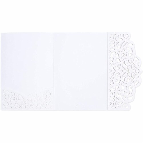 White Laser Cut Wedding Invitations with Envelopes (7.15 x 4.95 in, 24 Pack) Perspective: left