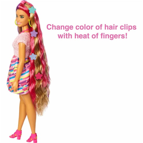 Barbie Totally Hair Flower-Themed 8.5 Inch Curvy Doll & Color Change  Accessories, 1 - Kroger