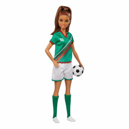 Barbie® Brunette Soccer Doll Perspective: left