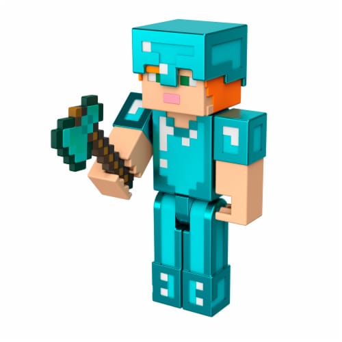 Mattel Minecraft 3.25 Action Figure, Alex in Diamond Armor Perspective: left