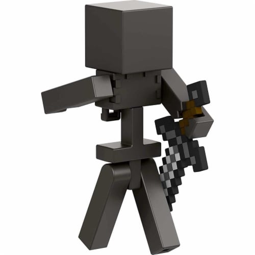 Minecraft Craft-A-Block Wither Skeleton Figure Authentic Pixelated Video-Game Character Perspective: left