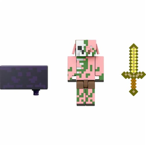 Minecraft Craft-A-Block Zombie Figure Authentic Pixelated Video-Game Character Perspective: left