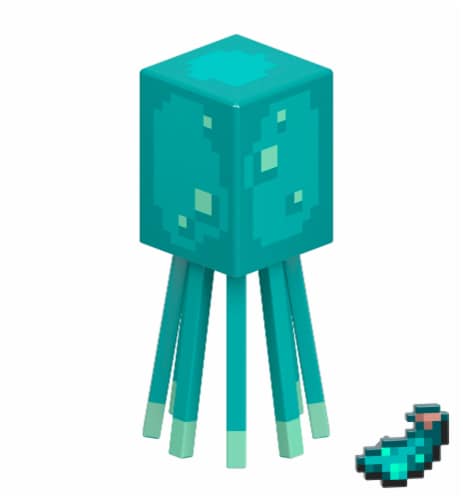 Mattel Minecraft Craft A Block Glow Squid Figure Set Perspective: left