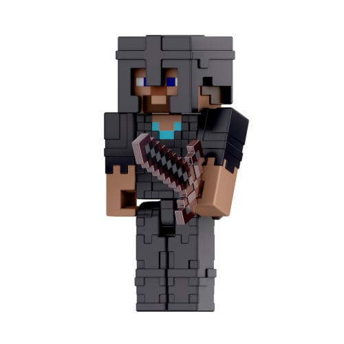 Mattel Minecraft Craft-A-Block Steve In Netherite Armor Figure Perspective: left