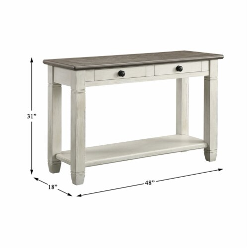Lexicon Granby Wood 2 Drawer Console Table in Antique White Perspective: left