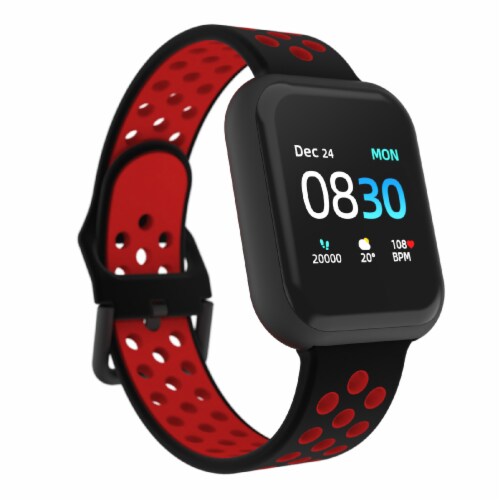 iTouch Air 3 Smartwatch Black Case with Black Red Perforated Strap 44mm 44mm Fred Meyer