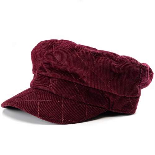 Collection 18 Quilted Corduroy Cabby Hat - Burgundy Perspective: left