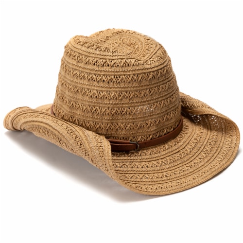 Collection 18 Open Weave Cowgirl Hat - Tan Perspective: left