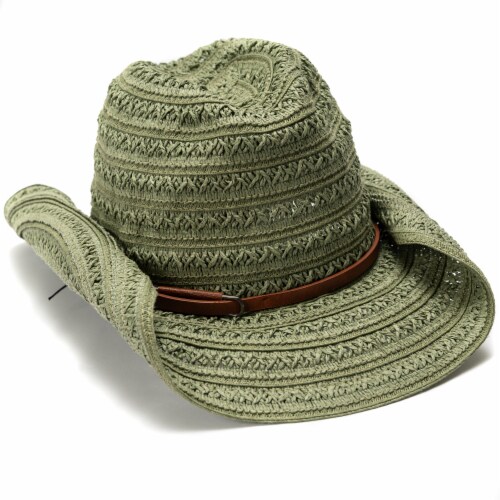 Collection 18 Open Weave Cowgirl Hat - Green Perspective: left