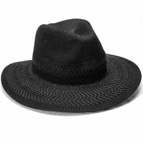 Collection 18 Textured Knit Panama Hat - Black Perspective: left