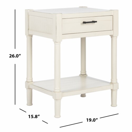 SAFAVIEH Filbert 1-Drawer Accent Table Distressed White Perspective: left