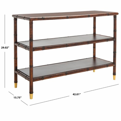 SAFAVIEH Tudor 2-Shelf Console Table Dark Brown / Gold Perspective: left