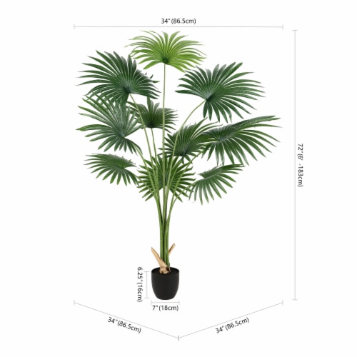 SAFAVIEH FAUX 72 POTTED PALM TREE Perspective: left