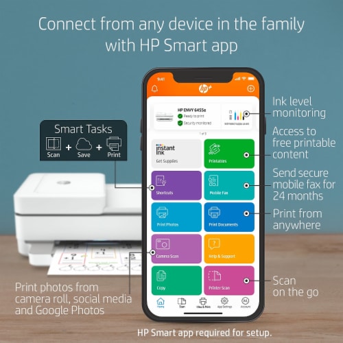 HP ENVY 6455e All-in-One Wireless Color PrinterBonus Ink Perspective: left