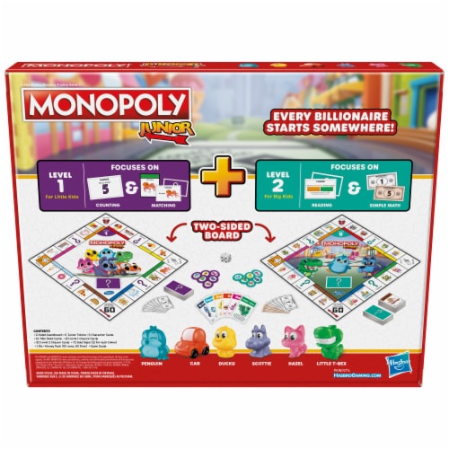 Hasbro Gaming Monopoly Junior 2 Games in 1 Board Game Perspective: left