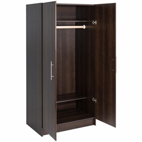 Pemberly Row Contemporary 32  Wardrobe Armoire in Espresso Perspective: left