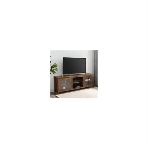 Home Square 2 Piece Set with Wood TV Stand and X Bookcase in Rustic Oak Perspective: left