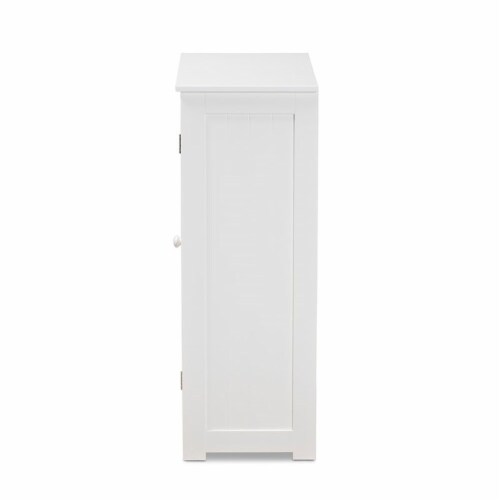Bowery Hill White Finished Wood 4-Drawer Bathroom Storage Cabinet Perspective: left