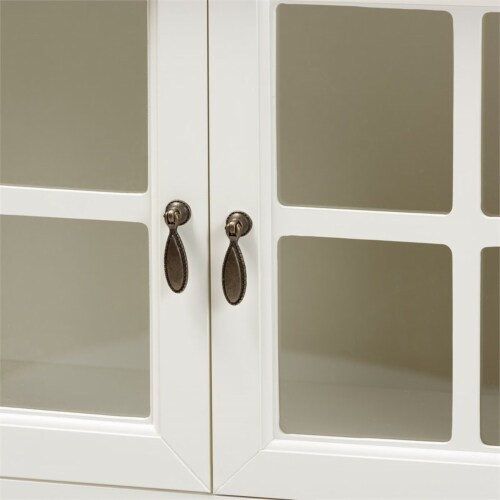Bowery Hill Traditional White Finished Wood and Glass 2-Door Kitchen Cabinet Perspective: left