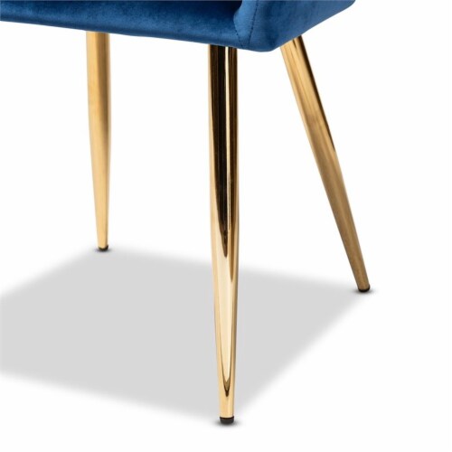 Bowery Hill Germaine Navy Blue Velvet Metal Dining Chairs (Set of 2) Perspective: left