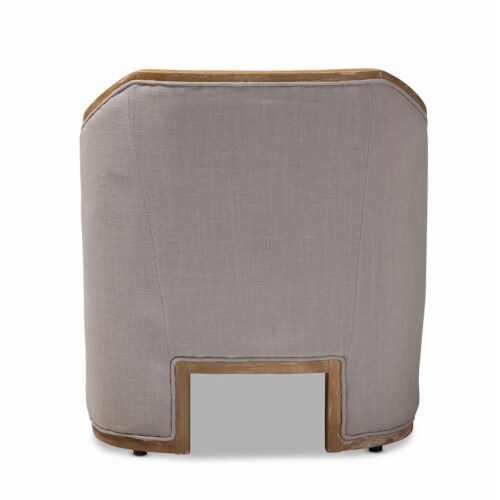 Bowery Hill Fabric and White Washed Oak Wood Accent Chair in Gray-Beige Perspective: left