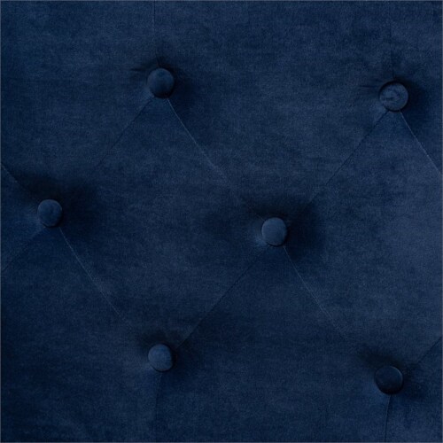 Bowery Hill Mid-Century Velvet and Wood Full Daybed in Navy Blue Perspective: left