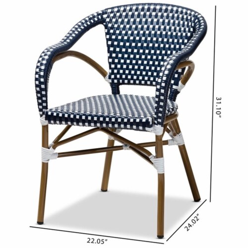 Bowery Hill Dining Side Chair in Navy and White (Set of 2) Perspective: left