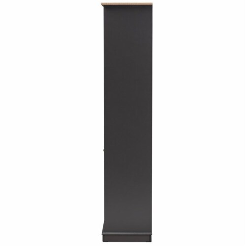 Bowery Hill Mid-Century Wood Wine Cabinet in Dark Grey and Oak Perspective: left