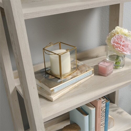 Home Square 5 Shelf Wood Bookcase Set in Chalked Chestnut (Set of 2) Perspective: left