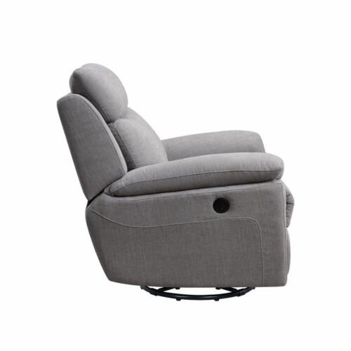 Home Square 2 Piece Glider and Swivel Power Recliner Set in Light Gray Perspective: left
