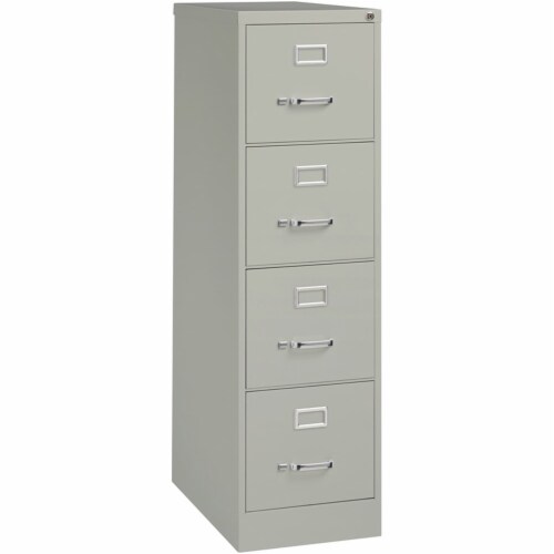 Home Square 4 Drawer Metal Vertical Filing Cabinet Set in Light Gray (Set of 2) Perspective: left