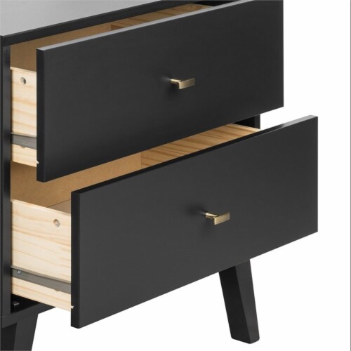 Home Square 2 Piece Mid Century Modern Nightstand Set with 2