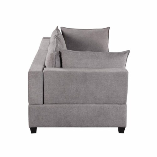 Bowery Hill Fabric Sofa Loveseat Living Room Set in Light Gray Perspective: left