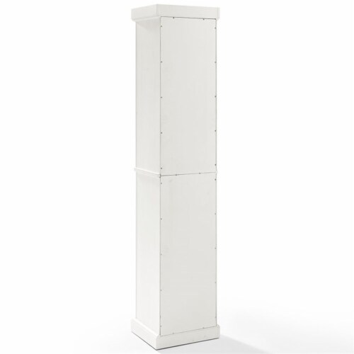 Pemberly Row 2 Drawer Linen Cabinet in Distressed White Perspective: left