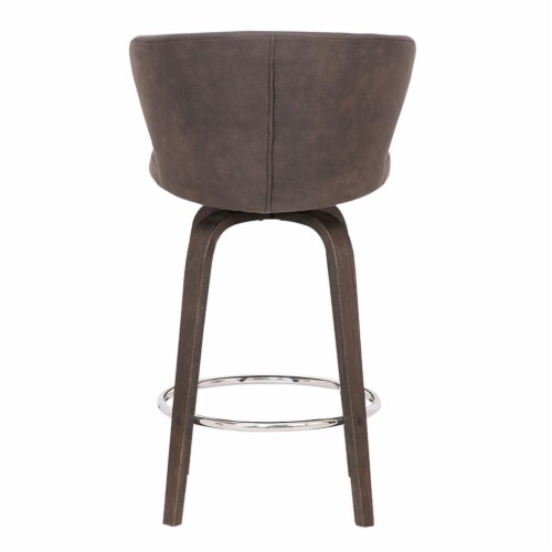 Home Square 3 Piece 30  Metal Base Swivel Faux Leather Barstool Set in Brown Perspective: left
