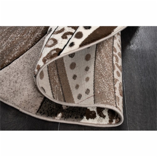 MDA Home Rhodes Brown Contemporary Polypropylene Area Rug - 5'2  x 5'2 Perspective: left