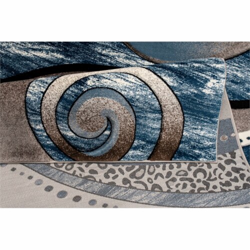 MDA Home Rhodes Cream/Blue Contemporary Polypropylene Area Rug - 3'5  x 5'5 Perspective: left