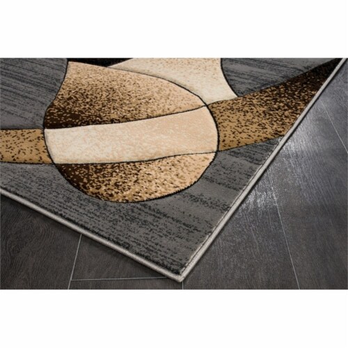 MDA Home Rhodes Gray/Brown Contemporary Polypropylene Area Rug - 3'5  x 5'5 Perspective: left