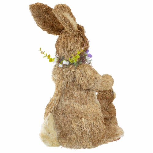 Northlight 14  Sisal Mommy and Baby Bunny Easter Figure Perspective: left