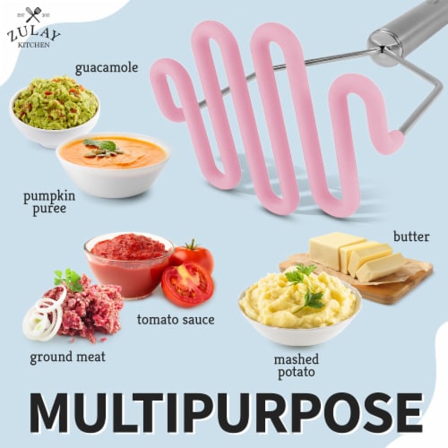 Zulay Kitchen Potato Masher with Premium Silicone Coated Stainless