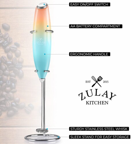 Zulay Kitchen MILK BOSS Milk Frother With Stand - Sunrise Perspective: left