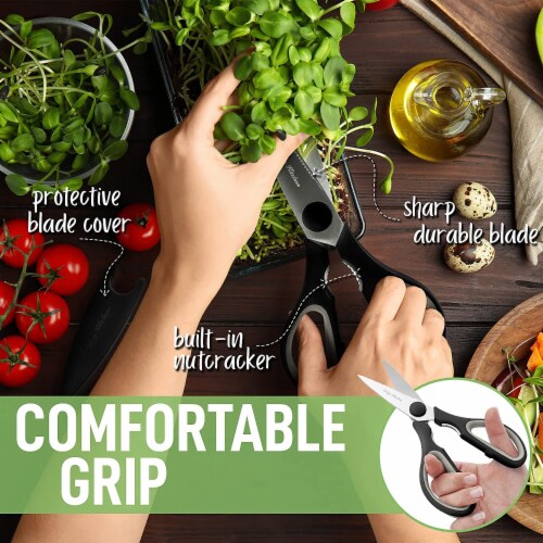 Zulay Kitchen Stainless Steel Kitchen Shears With Protective Cover - Black Perspective: left
