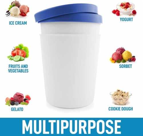 Zulay Kitchen Ice Cream Containers 2 Pack, 1 Quart- Blue Perspective: left