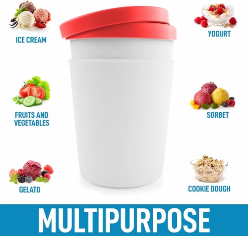 Zulay Kitchen Ice Cream Containers 2 Pack, 1 Quart- Red Perspective: left