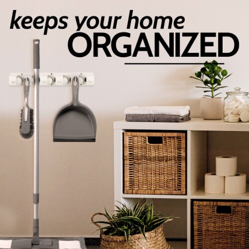 Superio Brand 3 Slot Mop & Broom Organizer, Black, 1 Piece