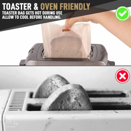 Zulay Kitchen 6 Pack Reusable Toaster Bags For Grilled Cheese Sandwiches Perspective: left