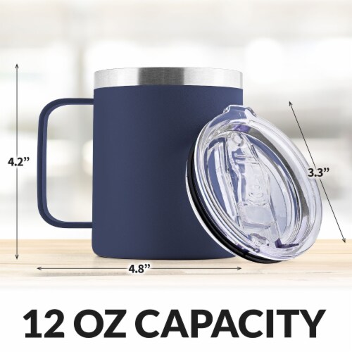 Zulay 12 oz Insulated Coffee Mug with Lid - Navy Perspective: left