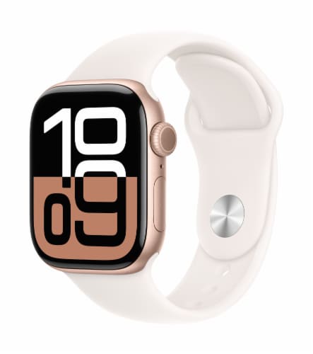 Apple Watch Series 10 GPS 42mm Rose Gold Aluminum Case with Light Blush Sport Band - M/L Perspective: left